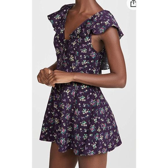 ✨FREE PEOPLE✨VIOLET FLORAL CORDUROY ROMPER - Picture 6 of 16